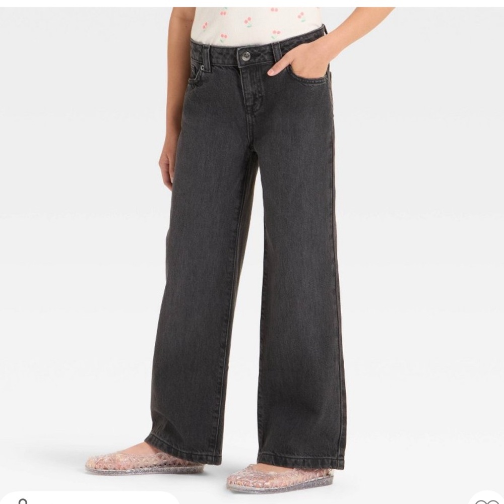 Girls Wide-Leg Black Jeans Size 5